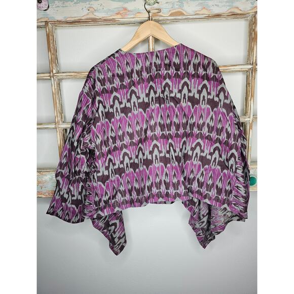 Bryn Walker Linen Ikat Print One Button Over shirt Ladies size Medium - Picture 3 of 10